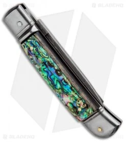 AKC Classic 8" Lever Lock Automatic Italian Knife Abalone (3.2" Damascus) -SOG Store AKC Classic 8in LL Abalone Damascus Flat BP 30459 jr side