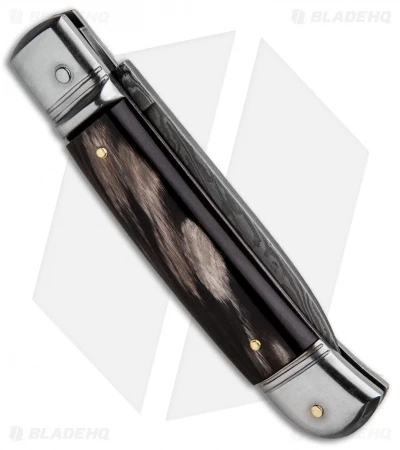 AKC Classic 8" Lever Lock Automatic Italian Knife Dark Horn (3.2" Damascus) 3 AKC Classic 8" Lever Lock Automatic Italian Knife Dark Horn (3.2" Damascus) - Image 3