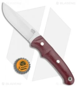 Bark River Guardless Drop Point Fixed Blade Knife Burgundy (3.875" Satin) -SOG Store Bark River Guardless DP Burgundy Micarta Satin BA02157MBU BHQ 105464 jr bottlecap