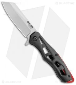 SOG Store 16 Bear Edge 122 Flipper Frame Lock Knife Black Stainless Steel (3" Bead Blast)