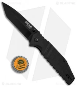 Bear Edge 4.5" Spring Assisted Tanto Knife Black G-10 (3.5" Black) -SOG Store Bear Edge 4.5in SA Tanto Black G 10 Black 61503 BHQ 68031 jr bottlecap