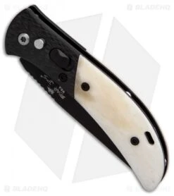 Bear OPS Bold Action IX Automatic Knife Smooth White Bone/CF (2.8" Black) -SOG Store Bear OPS Bold Action IX Smooth White Bone CF Black BHQ 90654 er spine