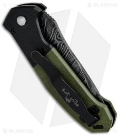 Bear OPS Mini Bold Action V Tanto Auto Knife Black/Green G-10 (3.25" Damascus) -SOG Store Bear OPS Mini Bold Action V Tanto Auto Black Green G 10 Damascus AC 500 B4 LD BHQ 83232 jr side