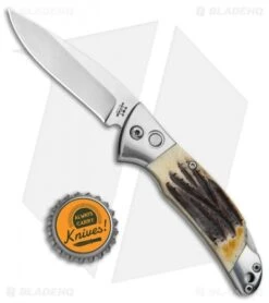 Bear And Son Automatic Lockback Knife India Stag (2.75" Satin) -SOG Store Bear and Son Auto LB India Stag Satin 5A08 BHQ 125995 jr bottlecap