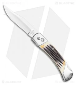 Bear And Son Automatic Lockback Knife Stag Bone (3.5" Satin)
