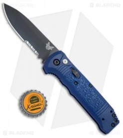 Benchmade 4400SBK-1 Casbah Automatic Knife Blue Grivory (3.4" Black Serr) -SOG Store Benchmade Casbah Blue Grivory Black Serr 4400SBK 1 BHQ 51634 jr bottlecap 2