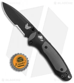 Benchmade 595SBK Mini Boost AXIS-Assist Knife Black/Gray (3.11" Black Serr) -SOG Store Benchmade Mini Boost AXIS Assist Black Gray Black Serr 595SBK BHQ 78761 jr bottlecap