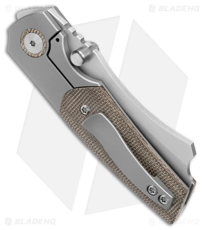 BergBlades Mini Barber Frame Lock Knife Green Micarta/BB Titanium (2.7" Satin) 3 BergBlades Mini Barber Frame Lock Knife Green Micarta/BB Titanium (2.7" Satin) - Image 3