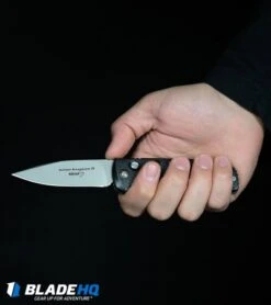 Boker Kalashnikov 74 Automatic Knife (3.25" Black D2 Serr) -SOG Store Boker Kalashnikov Automatic Knife Black Bead Blast KALS74 BHQ 0103 kp in hand web 3