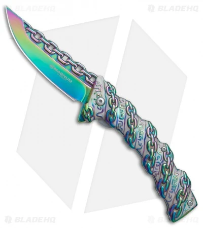 Boker Magnum Chained Rainbow Spring Assisted Knife (3.375" Spectrum) 01MB635 1 Boker Magnum Chained Rainbow Spring Assisted Knife (3.375" Spectrum) 01MB635