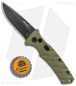 Boker Mini Strike Automatic Knife OD Green Aluminum (2.6" Smokewash D2) -SOG Store Boker Mini Strike Auto OD Green Smokewash 01BO437NSOI BHQ 99630 jr bottlecap