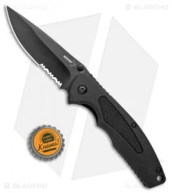 Boker Plus Gemini NGA Spring Assisted Knife Black (3.5" Black Serr) 01BO503 -SOG Store Boker Plus Gemini NGA SA Black Black Serr 01BO503 BHQ 105723 jr bottlecap