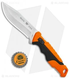 Buck Knives Buck Pursuit Pro Small Fixed Blade Knife Black/Orange (3.75" Satin) -SOG Store Buck Pursuit Pro Small Guthook BHQ 115700 jr bottlecap