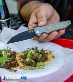 Chaves Ultramar Sangre Street Flipper Knife Green Canvas Micarta (3.4" Black SW) -SOG Store Chaves Ultramar Sangre Street Flipper Knife Green Canvas Micarta BHQ85464 kp taco 1 web