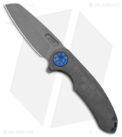 Curtiss Custom F3 Large Frame Lock Knife Gray W/ Blue Ti (3.75" SW Magnacut)