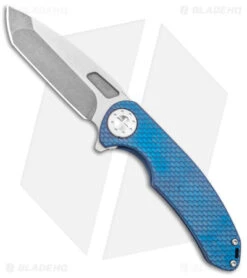 Curtiss Custom F3 Large Slim Frame Lock Knife Blue Titanium (3.8" TT MagnaCut)