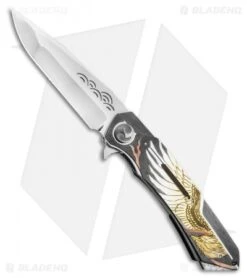 Dew Hara Custom Mina Liner Lock Knife Hand Engraved Phoenix Copper (3.5" Mirror)