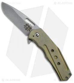 SOG Store 9 Doc Shiffer Bulletproof V2 Frame Lock Knife Green Ti Grooves (3" Stonewash)