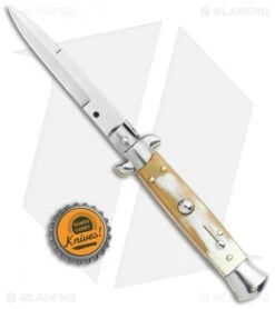 Frank B. 7.5" Italian Stiletto Automatic Knife Honey Horn (3.5" Polish Bayonet) -SOG Store Frank B 7.5in Italian Stiletto Honey Horn Auto Polish Bayo GX 36623 jr bottlecap