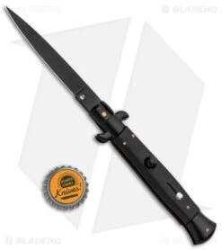 Frank B 9" Italian Stiletto Automatic Knife Black (3.8" Black Flat) -SOG Store Frank B 9in Italian Stiletto Auto Black Black Flat GX 32763 jr bottlecap
