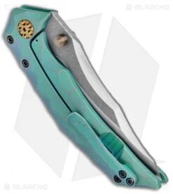 Gavko Custom Snubnose Frame Lock Green Ti (3.6" Acid Stonewash) -SOG Store Gavko Custom Snubnose FL Green Thrasher Acid SW BHQ 77352 jr side