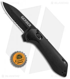 Gerber Highbrow Compact A/O Spring Assisted Knife Black (2.8" Onyx Serr) -SOG Store Gerber Highbrow Compact A O SA Black Onyx Serr 30 001525N BHQ 94155 jr bottlecap