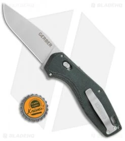Gerber Hyperflip Assisted Opening Knife Olive Green Micarta (3.4" PVD) 30-001853 -SOG Store Gerber Hyperflip Assisted Opening Olive Green Micarta Black BHQ 120841 jr bottlecap