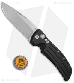 Hogue EX-A01 Automatic Drop Point Knife Black Aluminum (4" Stonewash) 34116 -SOG Store Hogue EX A01 DP Black Alum SW 34116 BHQ 68017 jr bottlecap