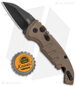 Hogue Knives CA Legal A01 Microswitch Wharncliffe Auto Knife FDE (1.8" Black) -SOG Store Hogue Knives CA Legal A01 Microswitch Wharncliffe FDE Black BHQ 79826 jr bottlecap