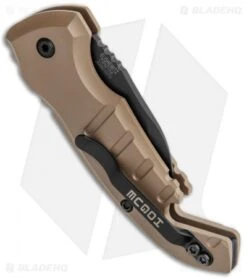 Hogue Knives CA Legal A01 Microswitch Wharncliffe Auto Knife FDE (1.8" Black) -SOG Store Hogue Knives CA Legal A01 Microswitch Wharncliffe FDE Black BHQ 79826 jr side