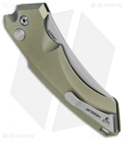 Hogue Knives EX-A05 Wharncliffe Automatic Knife OD Green (4" Stonewash) 34501 -SOG Store Hogue Knives EX A05 Wharncliffe 4in Auto OD Green SW 34501 BHQ 100445 jr side