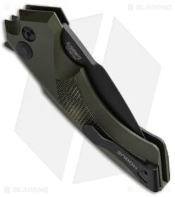 Hogue Knives X5 Spear Point Flipper Knife OD Green G-Mascus (3.5" Black) -SOG Store Hogue X 5 Spear Point OD Green G Mascus Black 3.5in BHQ 49337 jr side