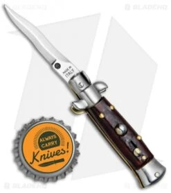 4.5" Italian Mini Stiletto Kris Automatic Knife Gonzo Wood (2" Satin) -SOG Store Italian Mini Stiletto Kriss Auto Gonzo Wood Satin BHQ 78289 jr bottlecap