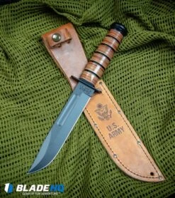 Ka-Bar Short USMC Fighting/Utility Knife Leather Sheath (5.25" Black) 1250 -SOG Store Ka Bar Bowie Short USMC Leather Fixed Blade Knife Black Plain BHQ7073 kp green shemmagh web