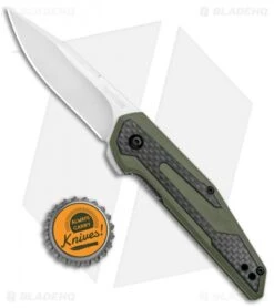 Kershaw Anso Fraxion Liner Lock Knife CF/OD Green G-10 (2.75" Satin) 1160OL -SOG Store Kershaw Anso Fraxion LL CF Green G 10 1160OL BHQ 79686 jr bottlecap