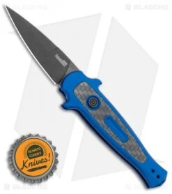 Kershaw Launch 12 Mini Stiletto Automatic Knife Blue/CF (2.5" Black) 7125BLUBLK -SOG Store Kershaw Launch 12 Mini Stiletto Automatic Knife Blue 2.5 Black 7125BLUBLK BHQ 117960 LS Spine