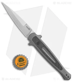 Kershaw Launch 8 Stiletto Automatic Knife Gray/CF (3.5" Stonewash) 7150 -SOG Store Kershaw Launch 8 Stiletto Auto Gray CF SW BHQ 94067 jr bottlecap