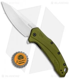 Kershaw Link 20CV Drop Point Knife Olive Al (3.25" Stonewash) 1776OLSW -SOG Store Kershaw Link DP Olive Aluminum SW 1776OLSW BHQ 105987 jr bottlecap 2