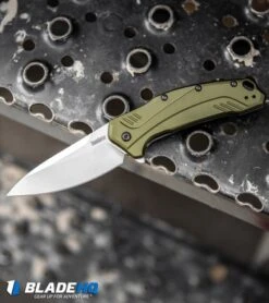 Kershaw Link 20CV Drop Point Knife Olive Al (3.25" Stonewash) 1776OLSW -SOG Store Kershaw Link Drop Point Knife Olive Aluminum Stonewash 20CV 1776OLSW BHQ 105987 kp step web