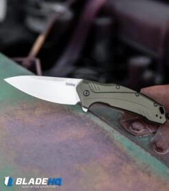 Kershaw Link 20CV Drop Point Knife Olive Al (3.25" Stonewash) 1776OLSW -SOG Store Kershaw Link Drop Point Knife Olive Aluminum Stonewash 20CV 1776OLSW BHQ 105987 kp truck web