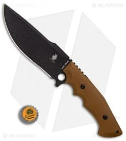 Kizer Cutlery Salient Fixed Blade Knife Brown G-10 (6.25" Black) E613 -SOG Store Kizer Cutlery Salient Brown G10 black BHQ 71476 er bottlecap