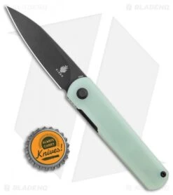Kizer Feist Front Flipper Knife Natural Jade G-10 (2.9" Black M390) -SOG Store Kizer Feist FF Natural Jade Black M390 BHQ 120564 jr bottlecap