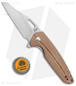 Kizer Horn Frame Lock Flipper Knife Tan Micarta (3.1" Satin) Ki3557 -SOG Store Kizer Horn FL Flipper Natural Micarta Satin V3557N1 BHQ 106885 jr bottlecap