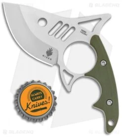 Kizer Shark Tooth Fixed Blade Knife Green G-10 (2.5" Satin) 1043N1 -SOG Store Kizer Shark Tooth Fixed Blade OD Green Satin BHQ 135185 jr bottlecap