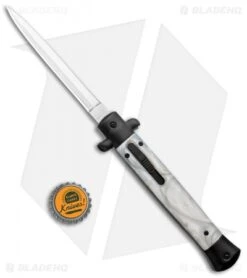 Mago White Marble Italian Stiletto OTF Auto Dagger (4.75" Satin) -SOG Store Mago 11in White Marble Italian Stiletto OTF Auto Black Bolsters Satin Dagger GX 37601 jr bottlecap