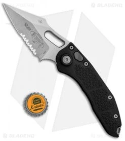 Microtech Stitch Automatic Knife Black (3.75" Stonewash Serr) 169-11 -SOG Store Microtech Stitch Black SW Serr 169 11 BHQ 71982 jr bottlecap