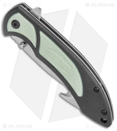 Old Timer Trail Boss Gut Hook Liner Lock Knife Black/Green Polymer (3.5" Satin) 2 Old Timer Trail Boss Gut Hook Liner Lock Knife Black/Green Polymer (3.5" Satin) - Image 2