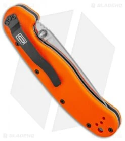 Ontario RAT Model 1 Liner Lock Knife Orange (3.6" Satin AUS-8) O8848OR -SOG Store Ontario RAT Model 1 LL Orange Satin ON8848OR BHQ 101811 jr side