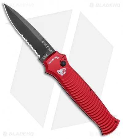 Piranha Bodyguard Automatic Knife Red Tactical (3.3" Black Serr) 1 Piranha Bodyguard Automatic Knife Red Tactical (3.3" Black Serr)