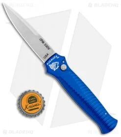 Piranha Mini-Guard Blue Automatic Knife (2.9" Stonewash Plain) -SOG Store Piranha Mini Guard Blue Auto SW Plain BHQ 0414 jr bottlecap